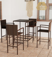 5-tlg. Gartenbar-Set Poly Rattan Braun