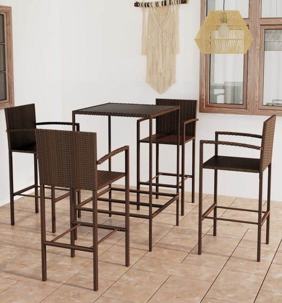 5-tlg. Gartenbar-Set Poly Rattan Braun