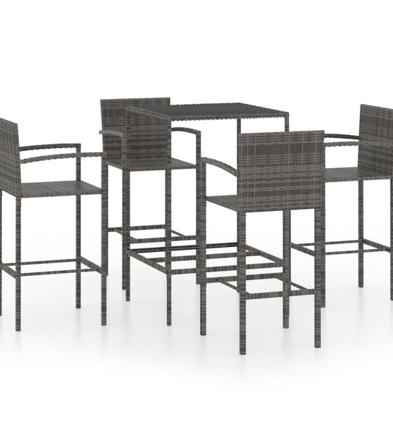 5-tlg. Gartenbar-Set Poly Rattan Grau