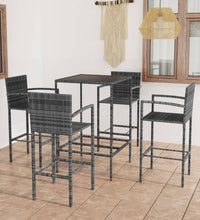 5-tlg. Gartenbar-Set Poly Rattan Grau