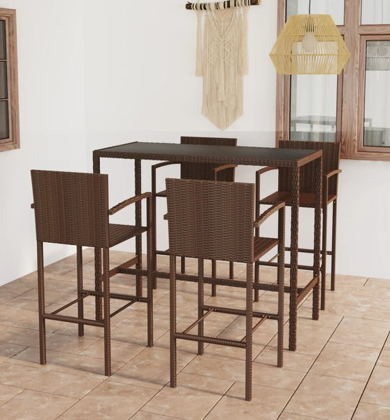 5-tlg. Gartenbar-Set Poly Rattan Braun