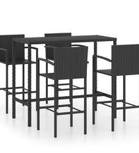 5-tlg. Gartenbar-Set Poly Rattan Schwarz