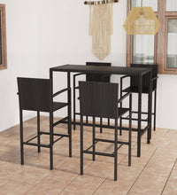 5-tlg. Gartenbar-Set Poly Rattan Schwarz