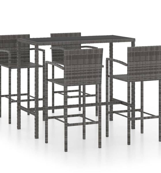 5-tlg. Gartenbar-Set Poly Rattan Grau