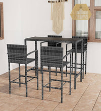 5-tlg. Gartenbar-Set Poly Rattan Grau