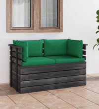 Garten-Palettensofa 2-Sitzer mit Kissen Kiefer Massivholz