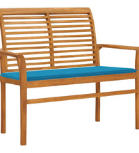 Gartenbank mit Blauer Auflage 112 cm Massivholz Teak