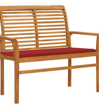 Gartenbank mit Roter Auflage 112 cm Massivholz Teak