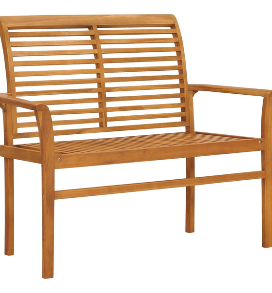 Gartenbank mit Blattmuster-Auflage 112 cm Massivholz Teak