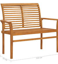 Gartenbank Rote Karomuster-Auflage 112 cm Massivholz Teak