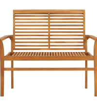 Gartenbank Graue Karomuster-Auflage 112 cm Massivholz Teak