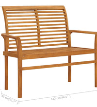 Gartenbank mit Anthrazit Auflage 112 cm Massivholz Teak