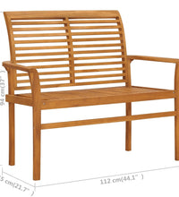 Gartenbank mit Hellblauer Auflage 112 cm Massivholz Teak