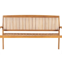 Stapelbare Gartenbank mit Auflage 159 cm Massivholz Teak