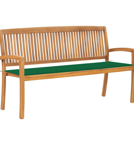 Stapelbare Gartenbank mit Auflage 159 cm Massivholz Teak