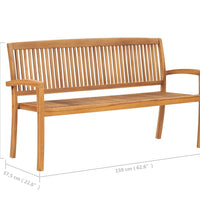 Stapelbare Gartenbank mit Auflage 159 cm Massivholz Teak