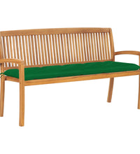 Stapelbare Gartenbank mit Auflage 159 cm Massivholz Teak