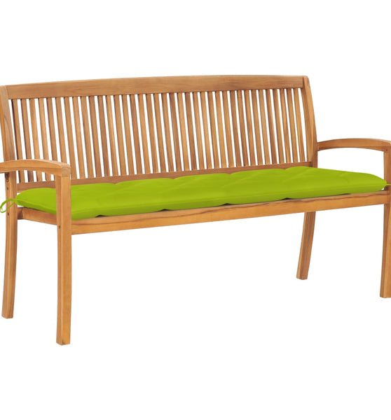 Stapelbare Gartenbank mit Auflage 159 cm Massivholz Teak