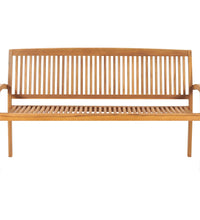 Stapelbare Gartenbank mit Auflage 159 cm Massivholz Teak