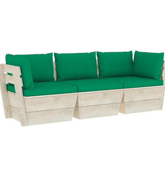 Garten-Palettensofa 3-Sitzer mit Kissen Fichtenholz