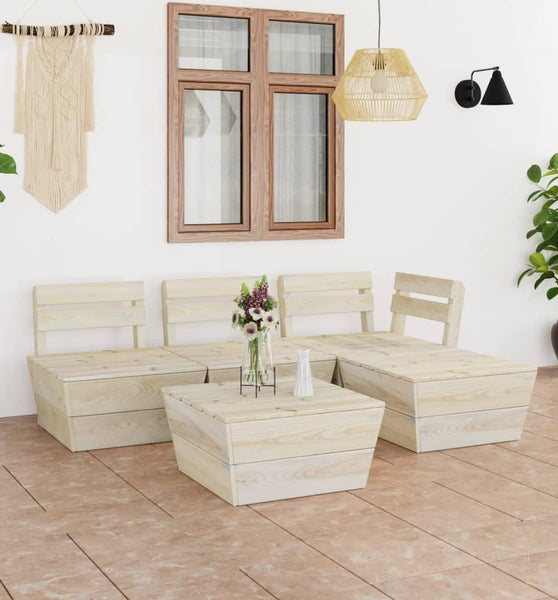 5-tlg. Garten-Paletten-Lounge-Set Imprägniertes Fichtenholz