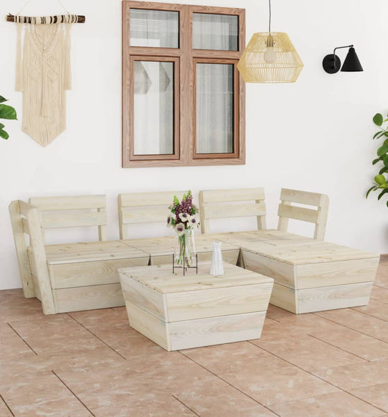 5-tlg. Garten-Paletten-Lounge-Set Imprägniertes Fichtenholz