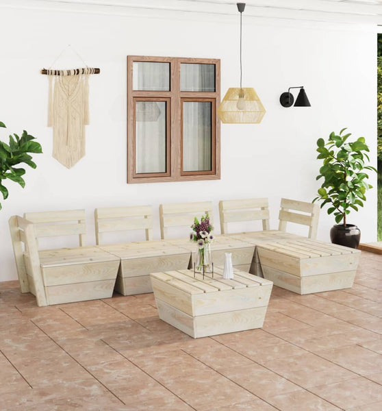 6-tlg. Garten-Paletten-Lounge-Set Imprägniertes Fichtenholz