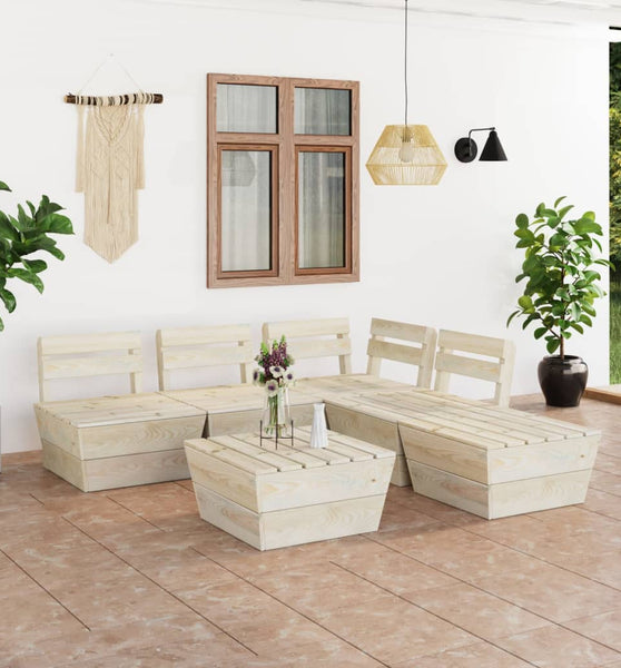 6-tlg. Garten-Paletten-Lounge-Set Imprägniertes Fichtenholz