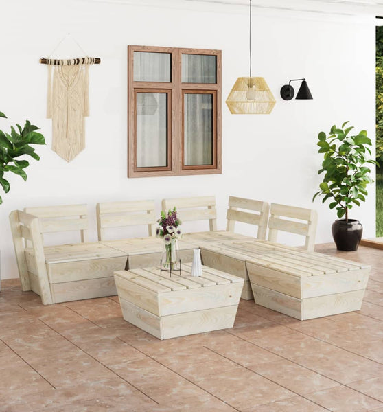 6-tlg. Garten-Paletten-Lounge-Set Imprägniertes Fichtenholz