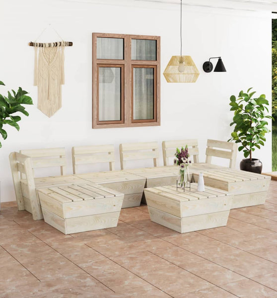 7-tlg. Garten-Paletten-Lounge-Set Imprägniertes Fichtenholz