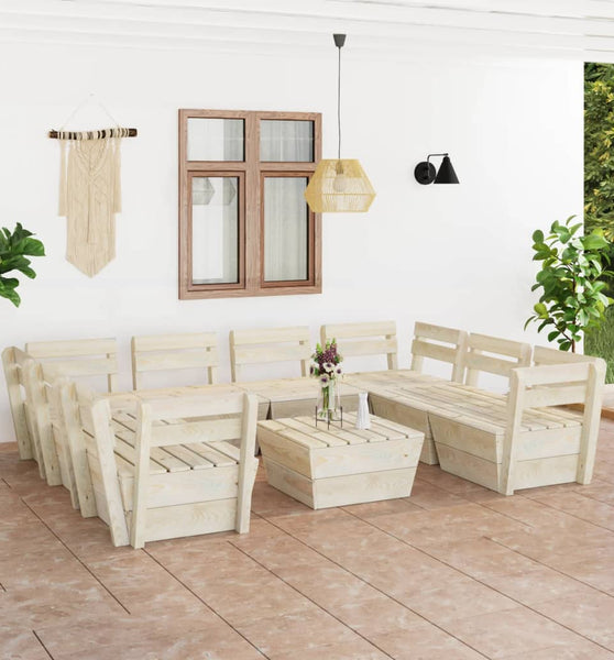 9-tlg. Garten-Paletten-Lounge-Set Imprägniertes Fichtenholz