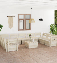 10-tlg. Garten-Paletten-Lounge-Set Imprägniertes Fichtenholz