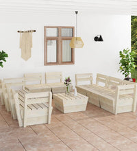 9-tlg. Garten-Paletten-Lounge-Set Imprägniertes Fichtenholz