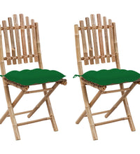 Klappbare Gartenstühle 2 Stk. mit Kissen Bambus
