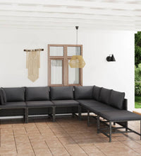 7-tlg. Garten-Lounge-Set mit Kissen Poly Rattan Grau