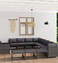 12-tlg. Garten-Lounge-Set mit Kissen Poly Rattan Grau