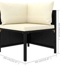 5-tlg. Garten-Lounge-Set mit Kissen Poly Rattan Schwarz