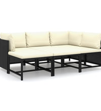 6-tlg. Garten-Lounge-Set mit Kissen Poly Rattan Schwarz