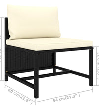 6-tlg. Garten-Lounge-Set mit Kissen Poly Rattan Schwarz