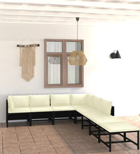 8-tlg. Garten-Lounge-Set mit Kissen Poly Rattan Schwarz