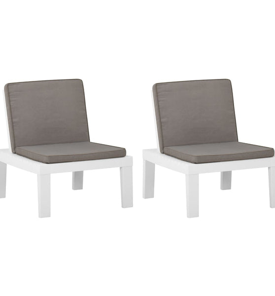 Gartenstühle mit Auflagen 2 Stk. Kunststoff Weiß