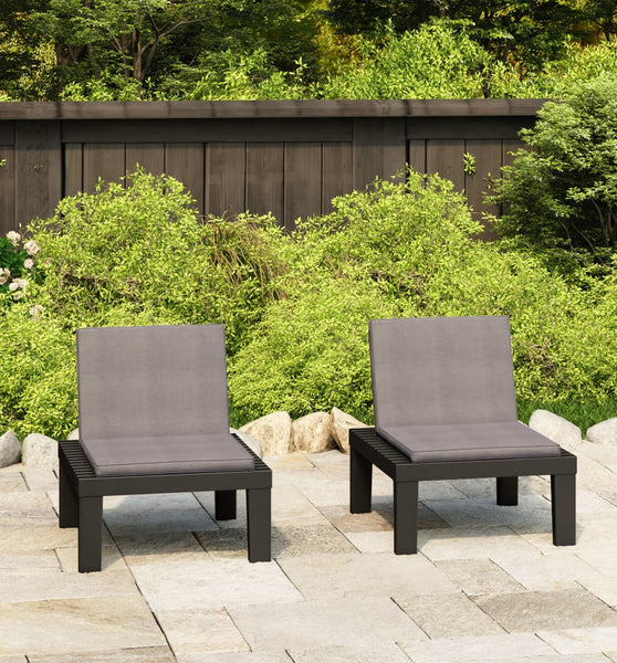 Gartenstühle mit Auflagen 2 Stk. Kunststoff Grau