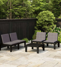 3-tlg. Garten-Lounge-Set mit Kissen Kunststoff Grau