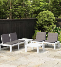 4-tlg. Garten-Lounge-Set mit Auflagen Kunststoff Weiß