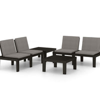 4-tlg. Garten-Lounge-Set mit Auflagen Kunststoff Grau