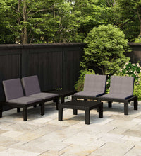 4-tlg. Garten-Lounge-Set mit Auflagen Kunststoff Grau