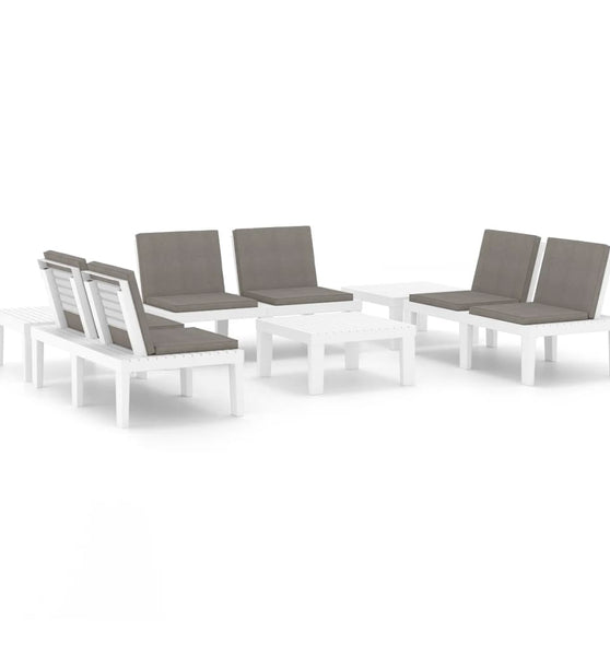 6-tlg. Garten-Lounge-Set mit Auflagen Kunststoff Weiß