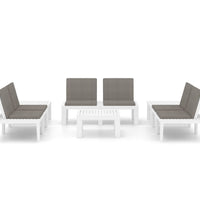 6-tlg. Garten-Lounge-Set mit Auflagen Kunststoff Weiß