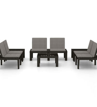6-tlg. Garten-Lounge-Set mit Auflagen Kunststoff Grau