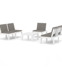 4-tlg. Garten-Lounge-Set mit Kissen Kunststoff Weiß